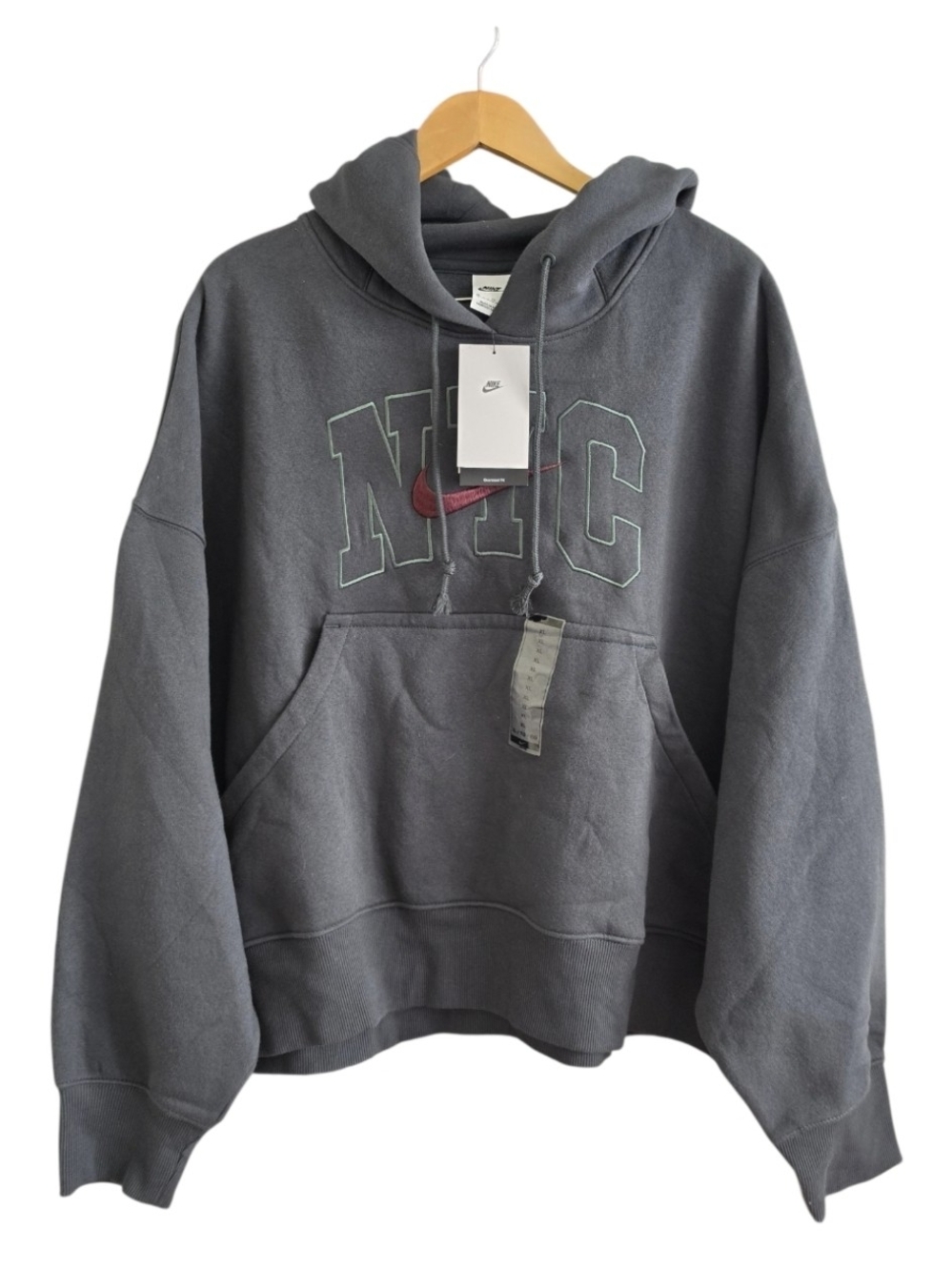 Nike Phoenix Fleece Oversize Graphic Charcoal Gray NYC Pullover Hoodie